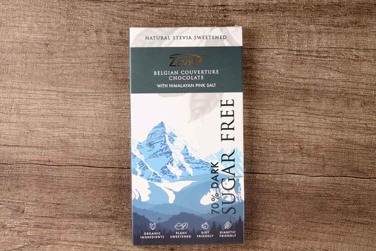 Zevic Himalayan Pink Salt 70% Dark Sugar Free Chocolate 90 Gm