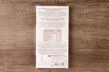 Zevic Himalayan Pink Salt 70% Dark Sugar Free Chocolate 90 Gm