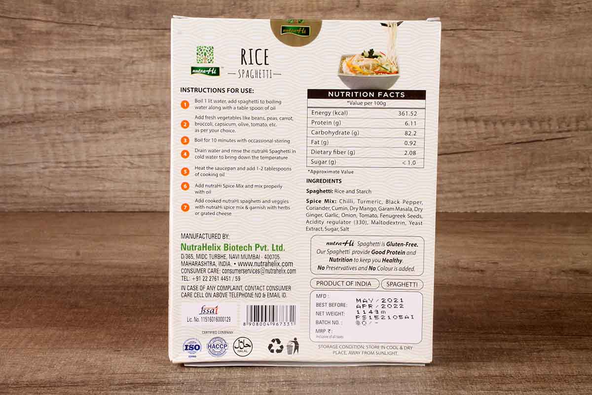 Nutra Hi Gluten Free Rice Spaghetti 114 Gm
