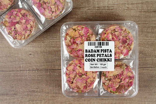 Badam Pista Rose Petals Coin Chikki 150 Gm