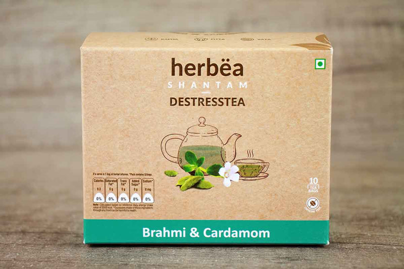 herbea shantam destress brahmi and cardamom tea 10 sachets 15