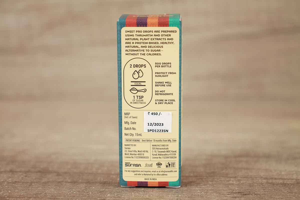 Surasa Sweet Pro Sugar Free All Natural Katemfe Fruit Sweetener Drops 15 Ml