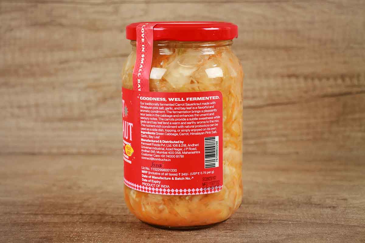 Bombucha Sauerkraut Probiotic Cabbage Pickled With Carrot 450 Gm