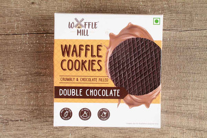 Waffle Mill Double Chocolate Crumbly & Chocolate Filled Waffle Cookies 70 Gm