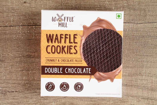 Waffle Mill Double Chocolate Crumbly & Chocolate Filled Waffle Cookies 70 Gm