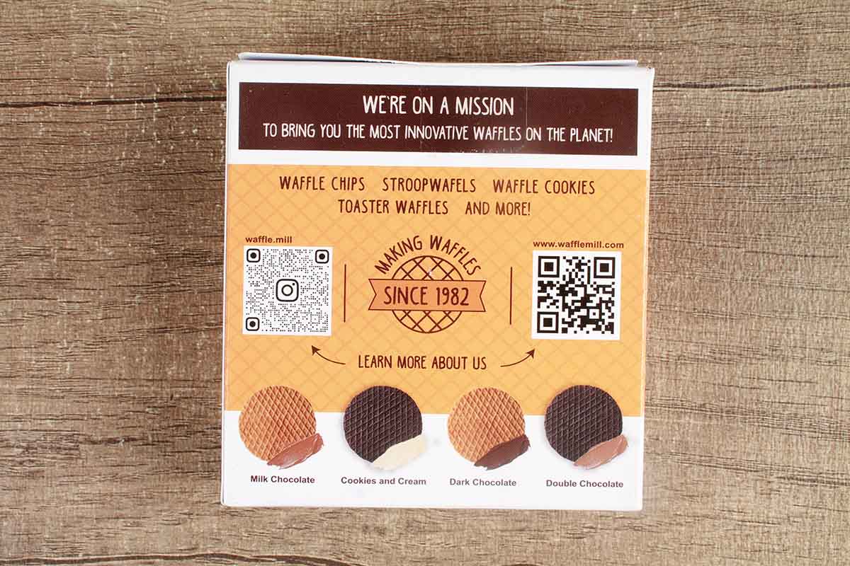 Waffle Mill Double Chocolate Crumbly & Chocolate Filled Waffle Cookies 70 Gm