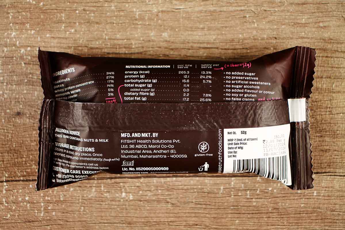 The Whole Truth Hazelnut Cocoa Bar 52 Gm