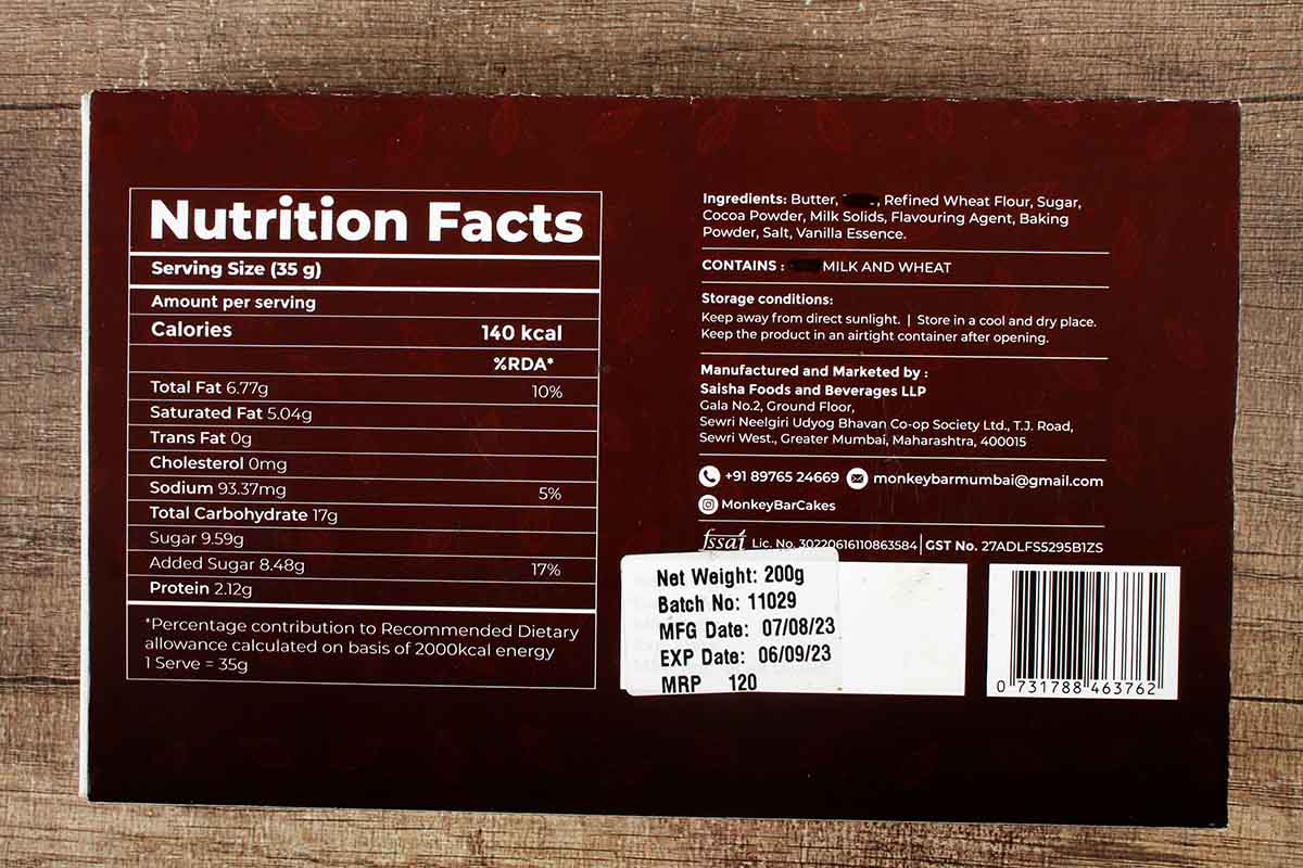 Monkey Bar Chocolate Cake 200 Gm