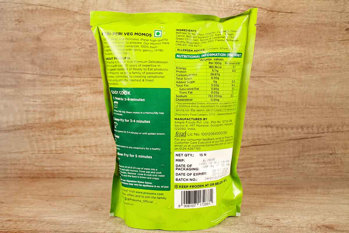 Prasuma Veg Peri Peri Momos 380 Gm