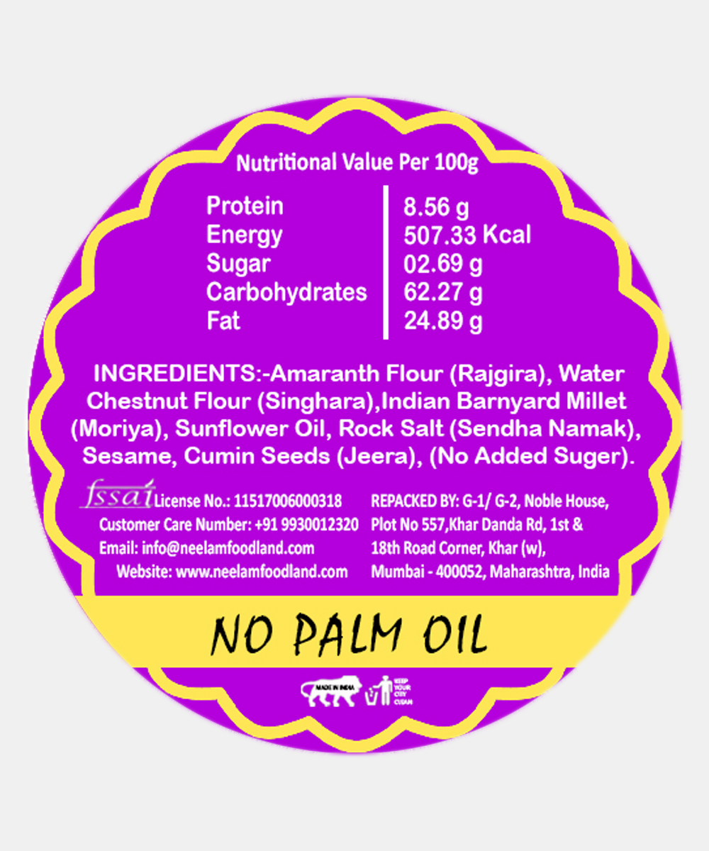 Gluten Free Farali Jeera Bhakhri 200 Gm