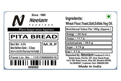White Pita Bread 4 Pc 100 Gm