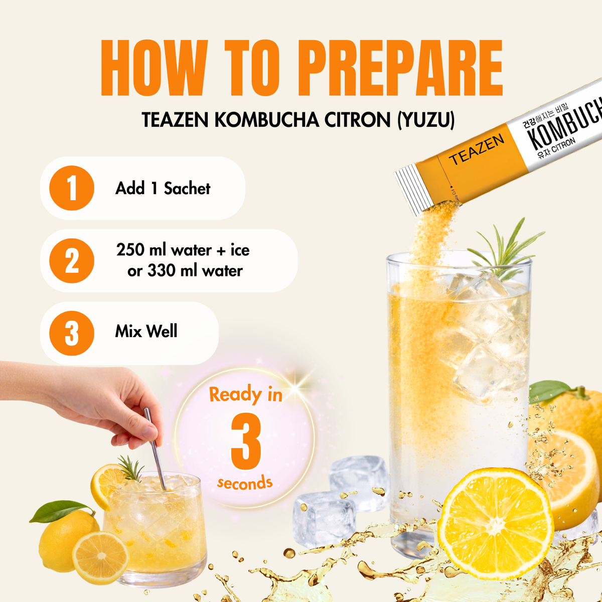 Teazen Sugar Free Citron Kombucha 50 Gm