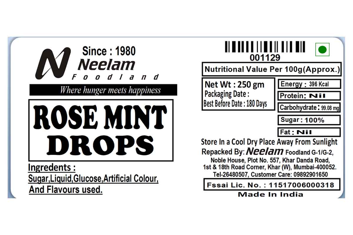 Rose Mint Drops 250 Gm
