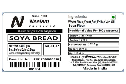 Whole Wheat Soya Bread 400 Gm