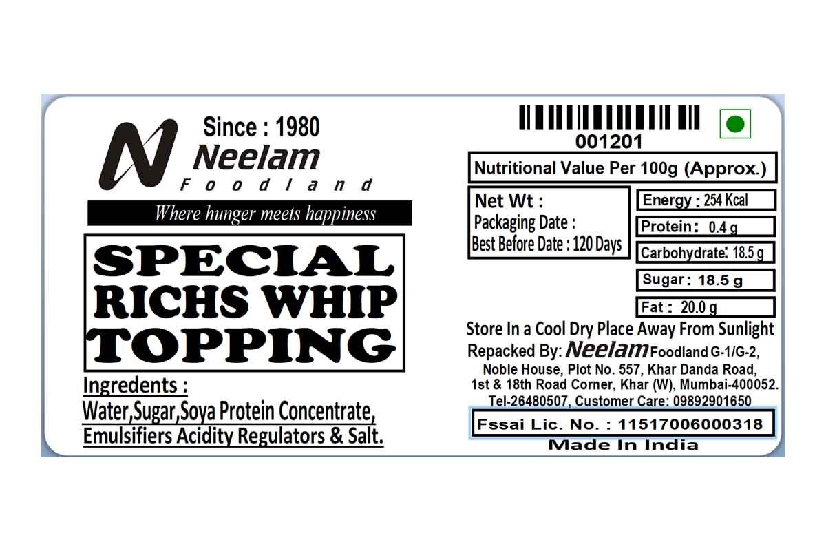 Richs Whip Topping 200 Gm