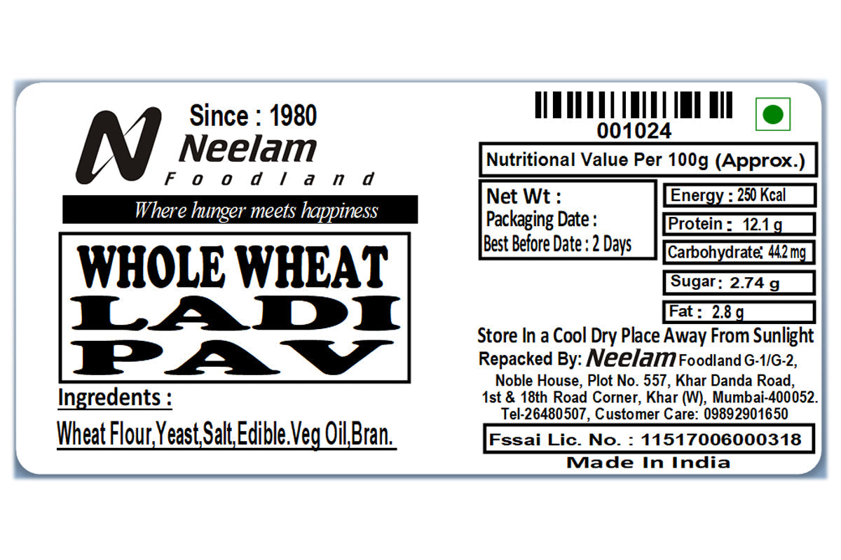Whole Wheat Ladi Pav 200 Gm