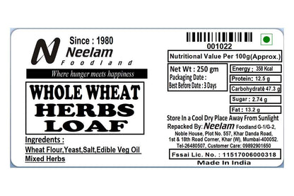 Whole Wheat Herbs Loaf 250 Gm