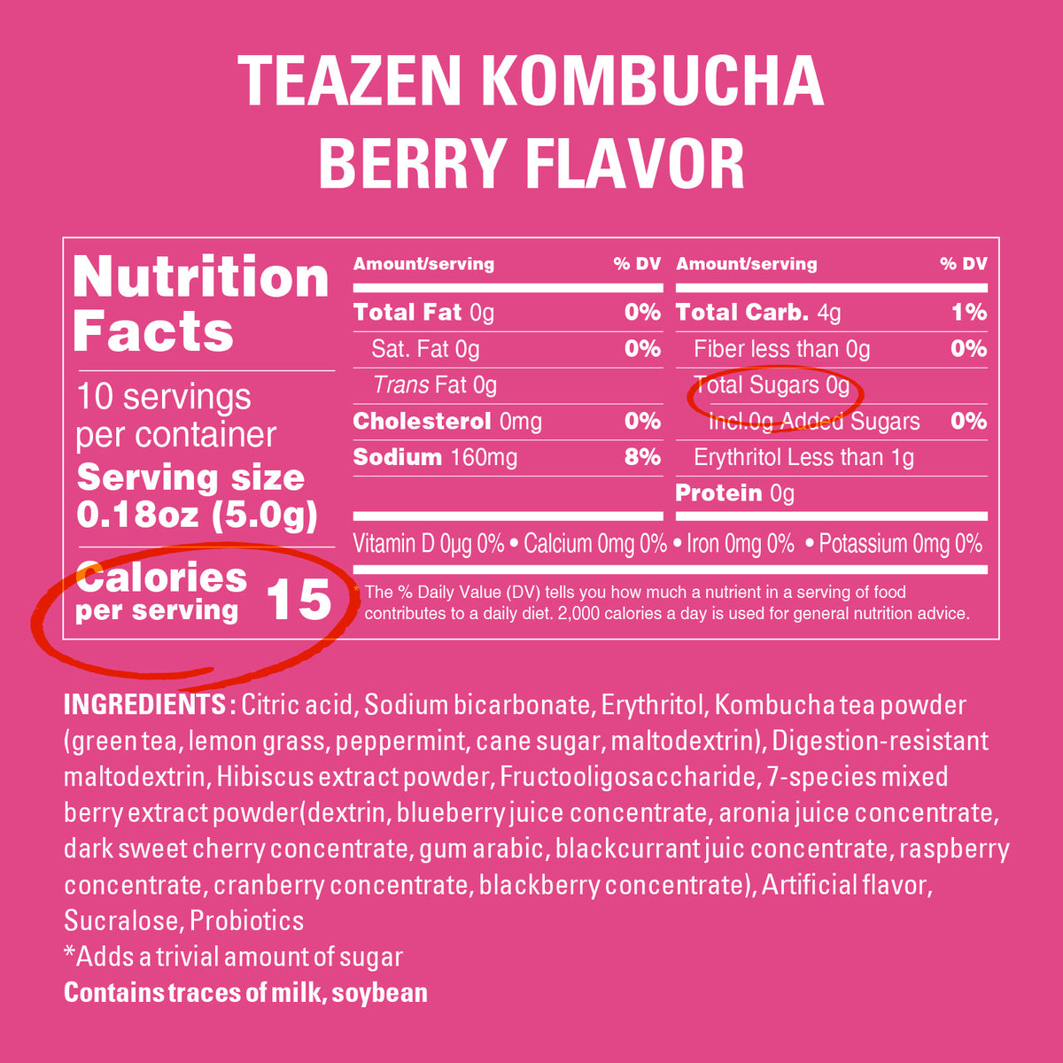 Teazen Sugar Free Berry Kombucha 50 Gm