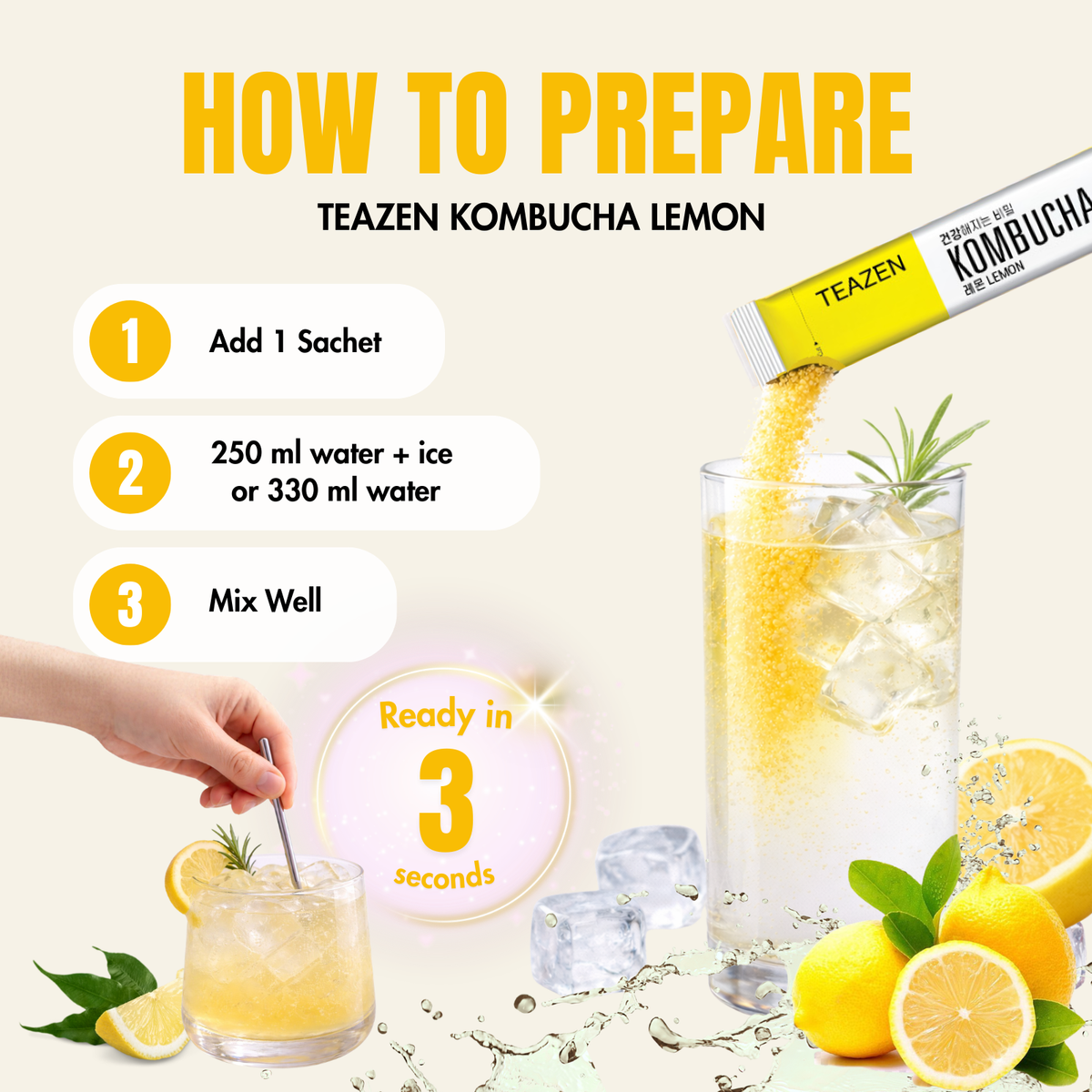 Teazen Sugar Free Lemon Kombucha 50 Gm