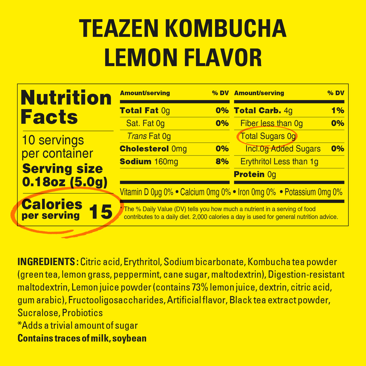 Teazen Sugar Free Lemon Kombucha 50 Gm