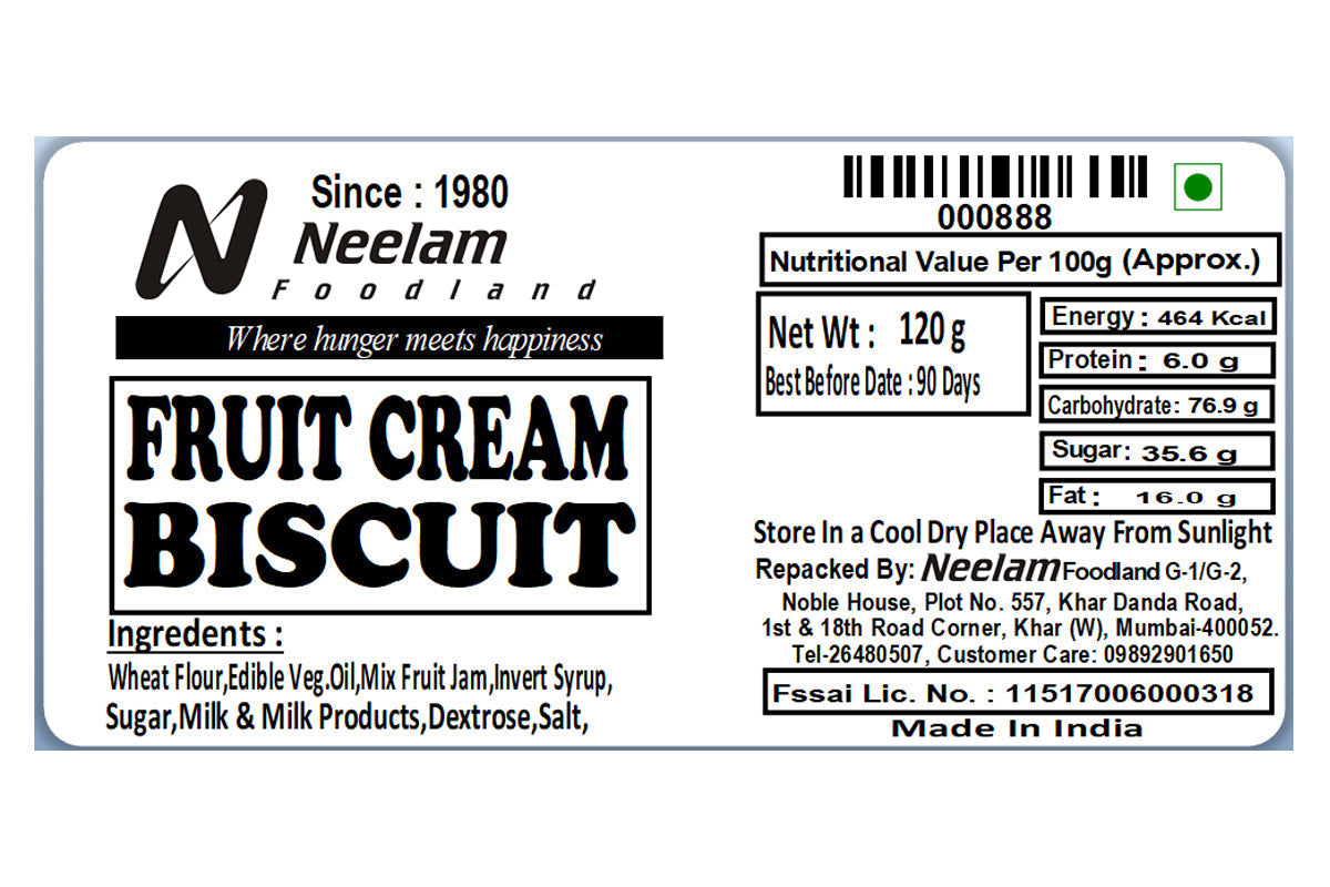 Fruit Cream Biscuit 120 Gm