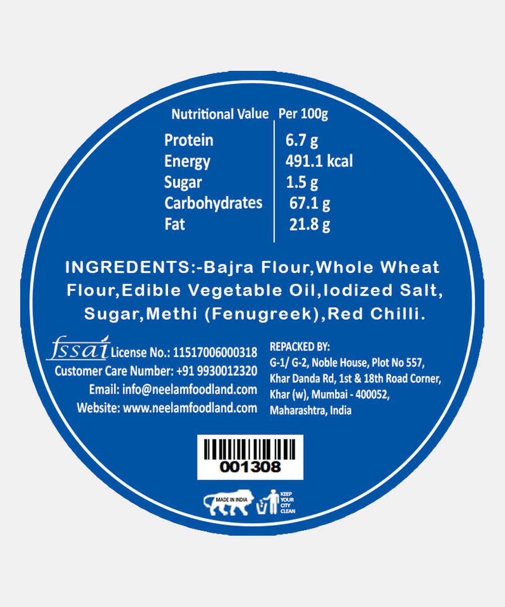 Roasted Bajra Methi Bhakri 200 Gm