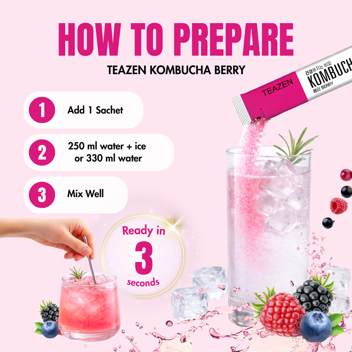 Teazen Sugar Free Berry Kombucha 50 Gm