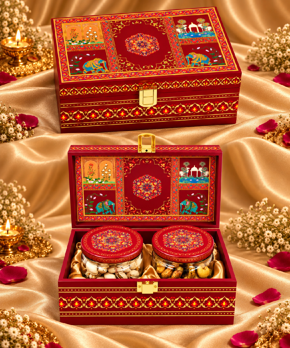 Maroon Gift Hamper 2 Jar  Khokha Box 310 Gm