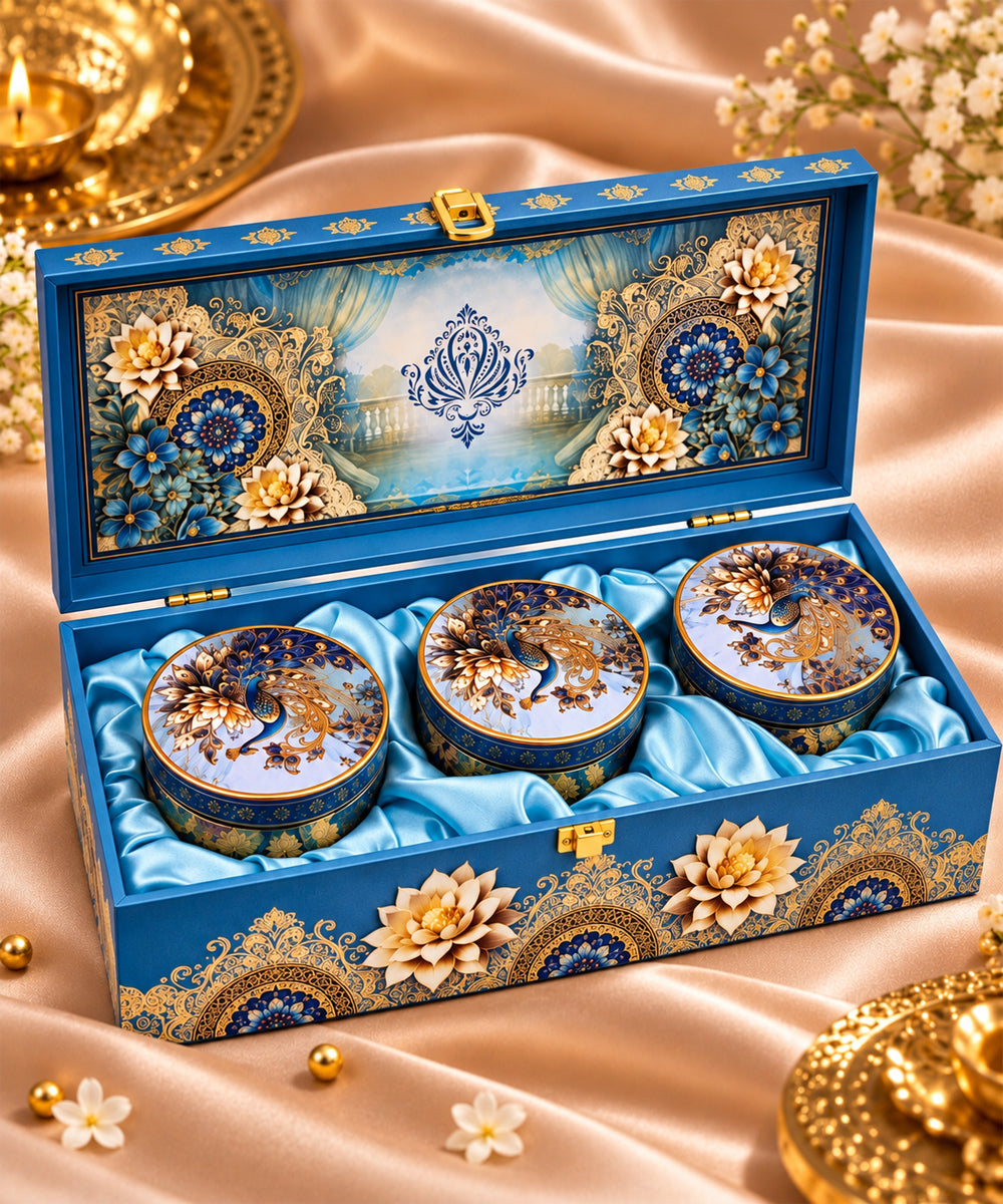 Peacock 3 Jar Vintage Gift Hamper Box 500 Gm