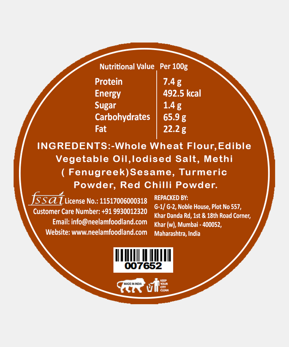Roasted Methi Bhakri 200 Gm