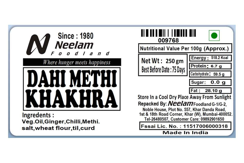 WHOLE WHEAT DAHI METHI KHAKARA 250