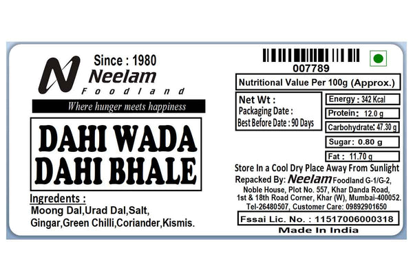 DAHI WADA /DAHI BHALE FROZEN PACKET 10 PC