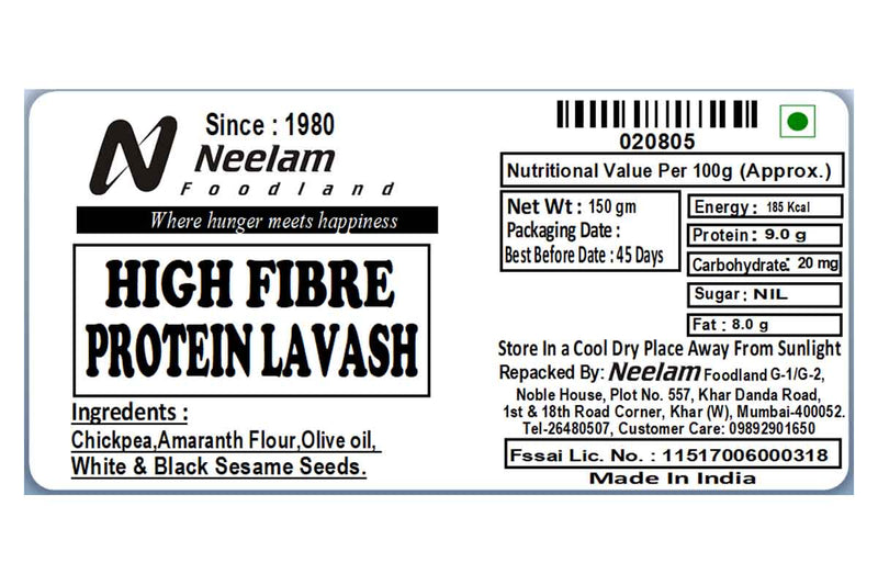 HIGH FIBRE PROTEIN LAVASH 150