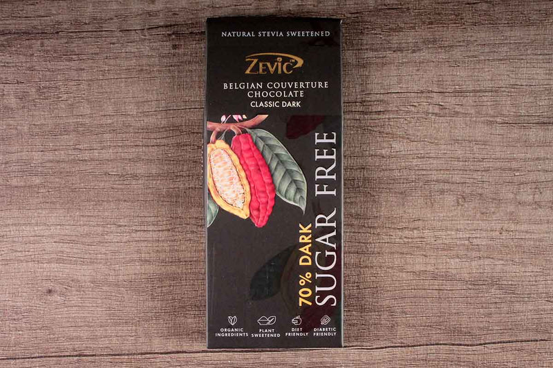 ZEVIC BELGIAN COUVERTURE CLASSIC 70% DARK SUGAR FREE CHOCOLATE 40