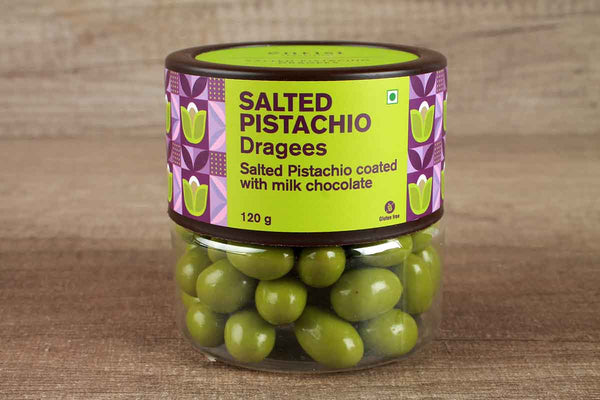 ENTISI SALTED PISTACHIO DRAGEES COATED MILK CHOCOLATE 120