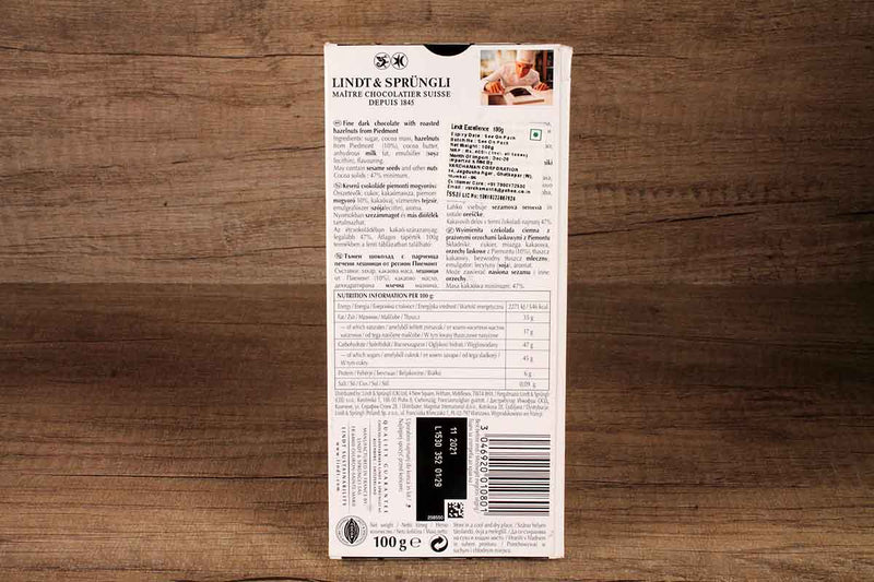 lindt excellence roasted hazelnut dark chocolate 100