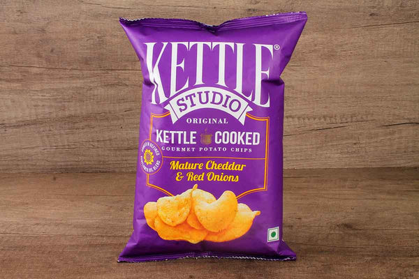 kettle mature cheddar and red onions gourmet potato chips 125