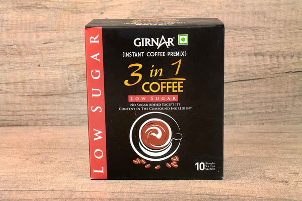 GIRNAR 3 IN 1 INSTANT PREMIX COFFE LOW SUGAR 10 SACHETS
