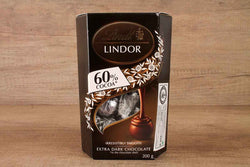 LINDT LINDOR 60% COCOA EXTRA DARK CHOCOLATE 200