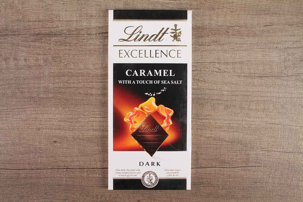 LINDT CARAMEL WITH A TOUCH OF SEA SALT DARK CHOCOLATE 100
