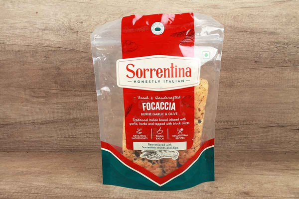 sorrentina focaccia burnt garlic & olive bread 200