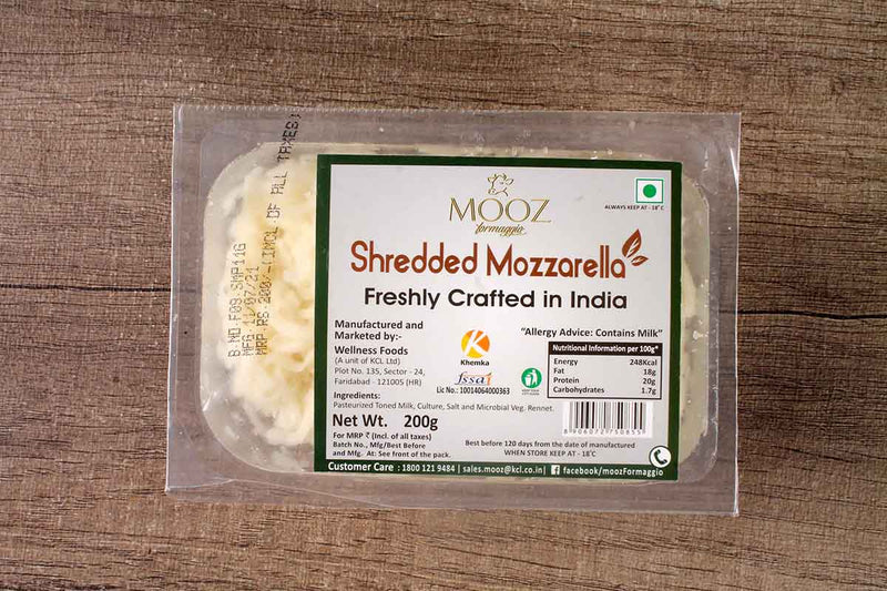 mooz plain shredded mozzarella cheese 200