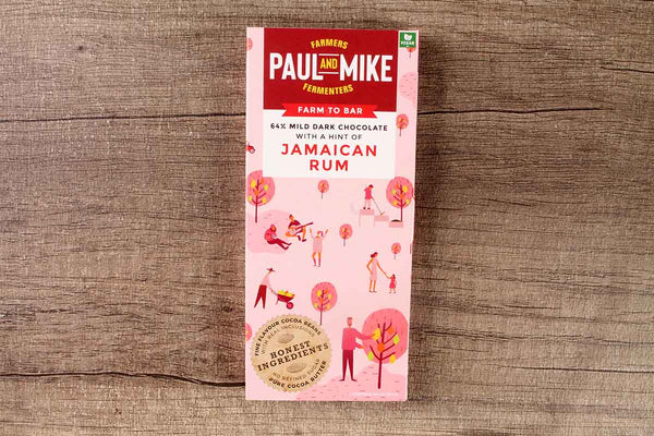 paul and mike jamaican rum 64% mild dark chocolate 68