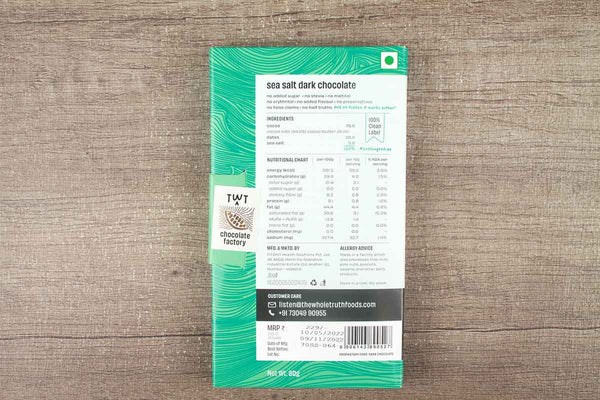THE WHOLE TRUTH SEA SALT DARK CHOCOLATE NO ADDED SUGAR 80