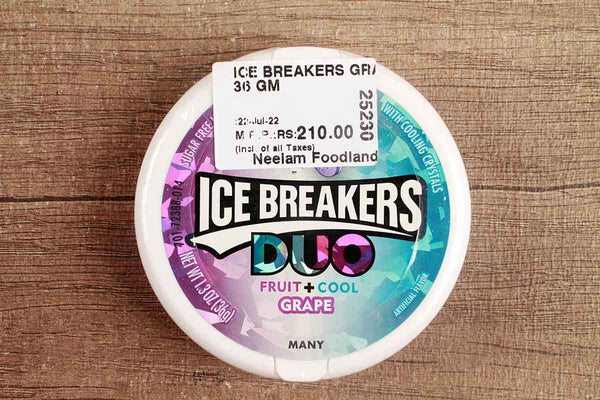 ice breakers duo fruit cool grape sugar free mint 36