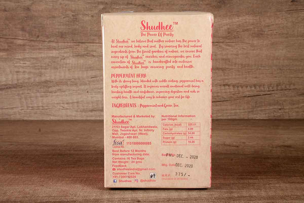 shudhee peppermint herb green tea 16 ba