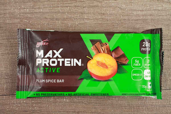 rite bite max protein active plum spice bar 70