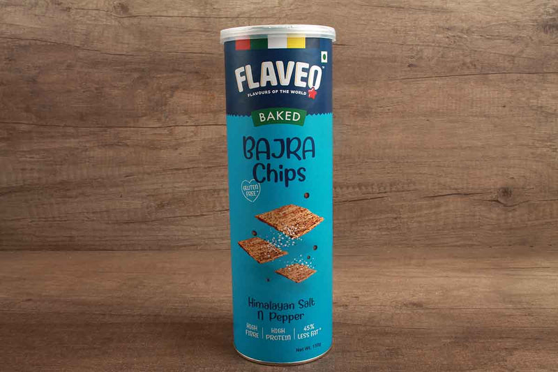 flaveo himalayan salt n pepper baked bajra chips gluten free 150