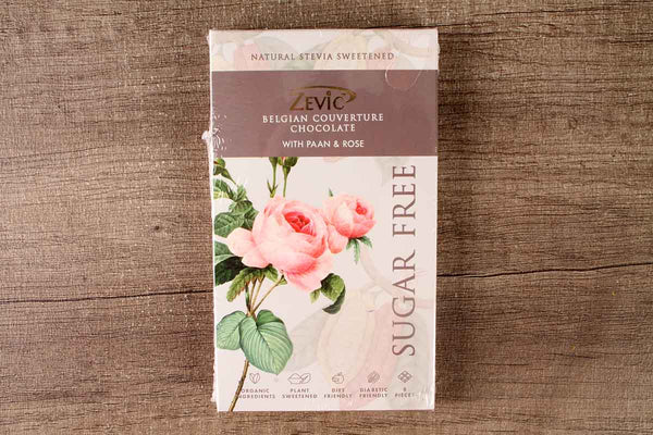 zevic belgian couverture with paan & rose sugar free chocolate 96