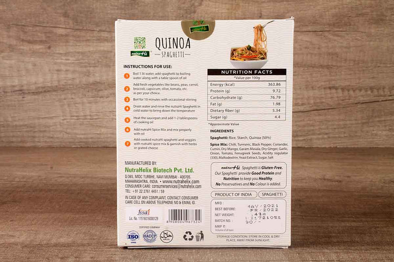 NUTRA HI GLUTEN FREE QUINOA SPAGHETTI 114